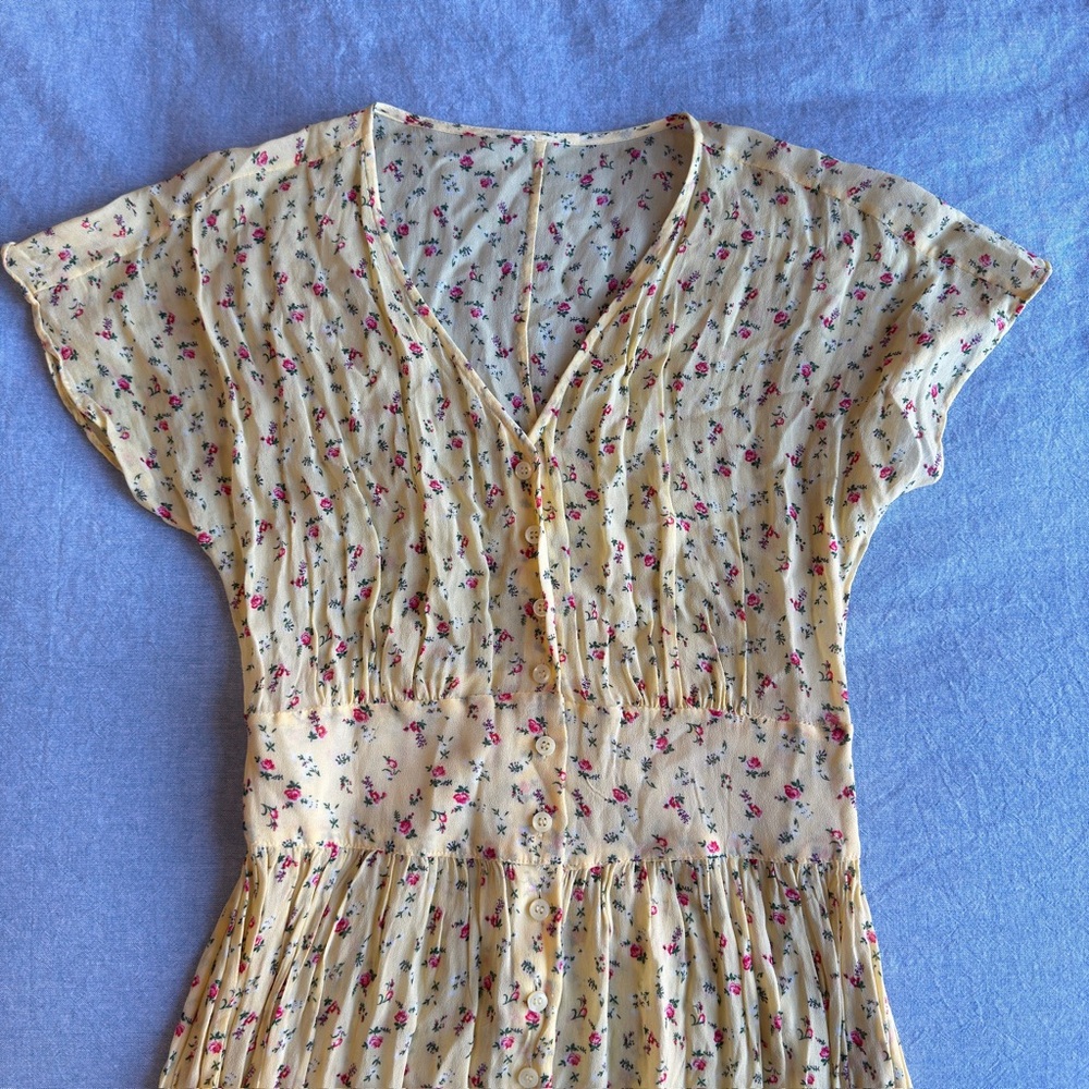 & Other Stories Yellow Floral Midi Dress